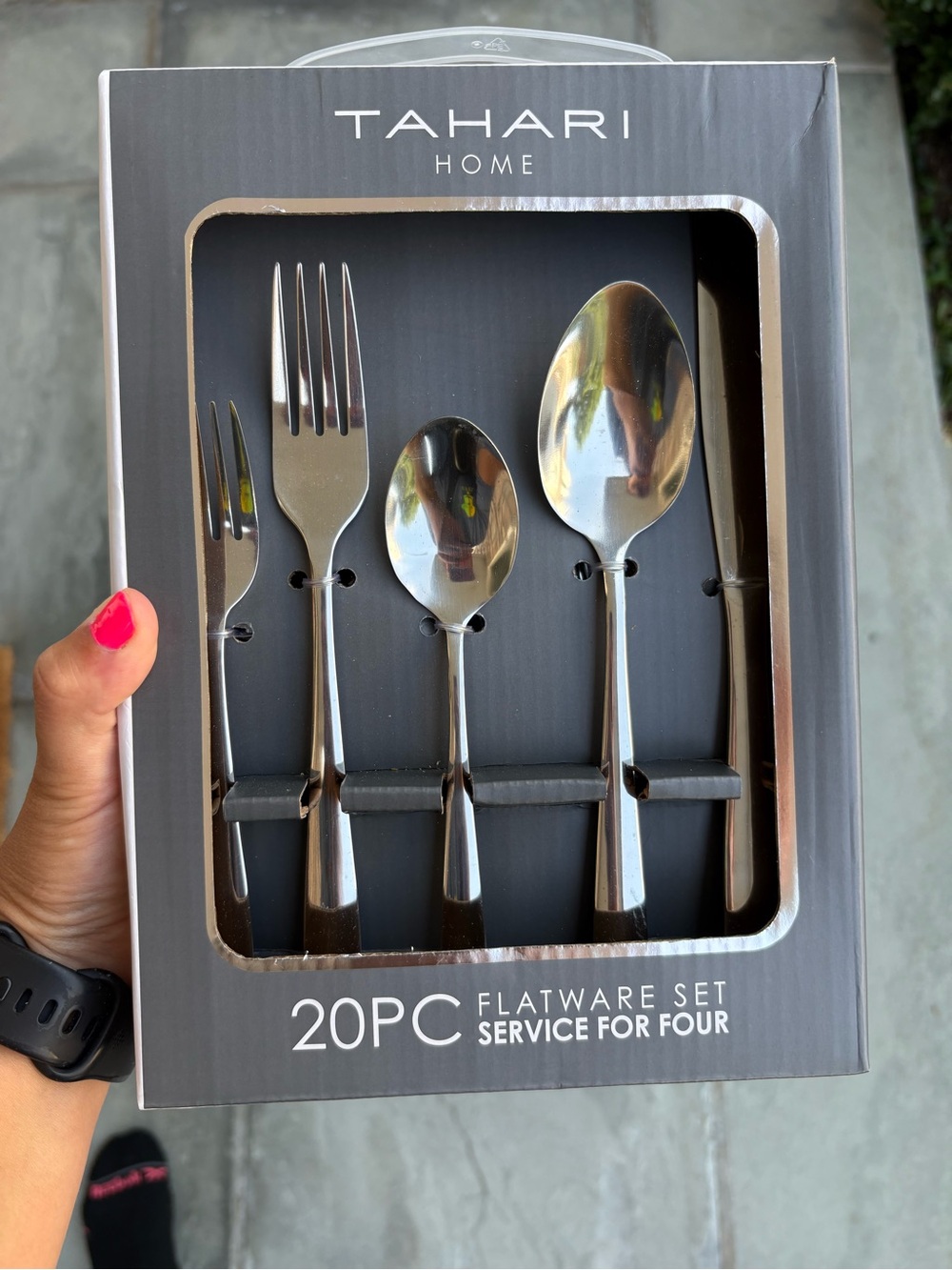 Tahari Home Silver Stainless Steel 20-Piece Flatware Set